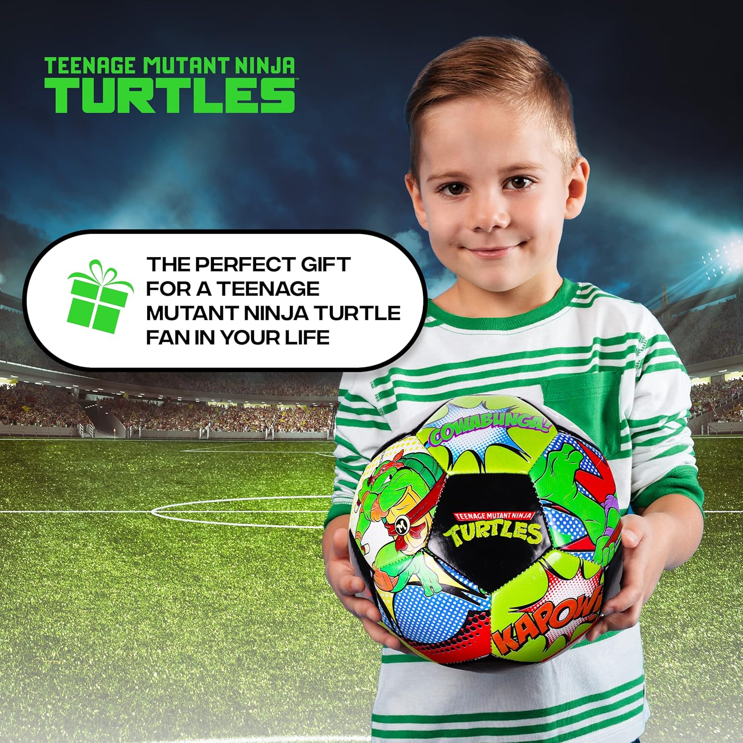 Capelli Sport Teenage Mutant Ninja Turtles Soccer Ball Size 5 – Officially Licensed TMNT Youth Soccer Ball Featuring Leonardo, Michelangelo, Donatello and Raphael, Durable PVC Training Ball