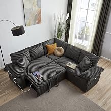 82 Modular Sectional Couch with Sleeper Sofa Bed LightGrey