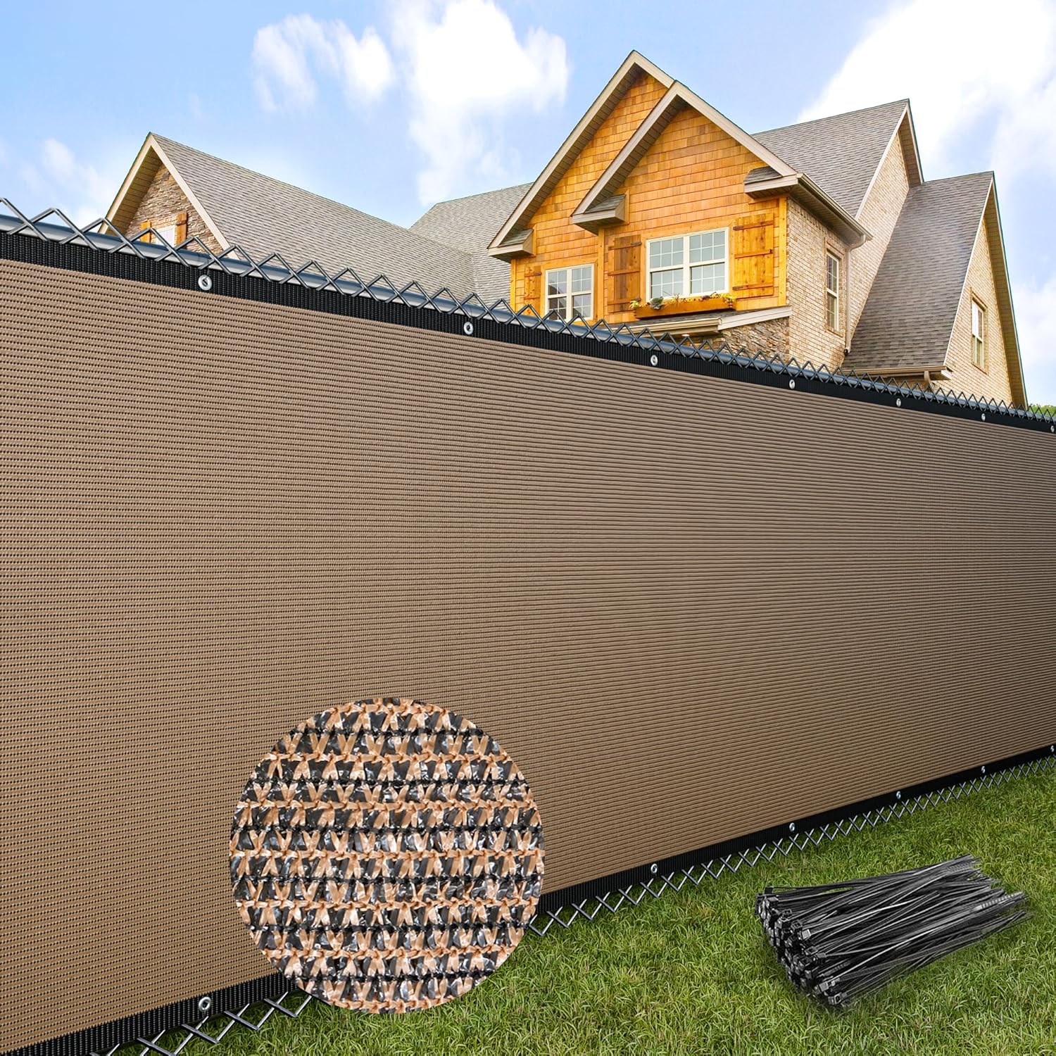 4&times;50フィート アウトドア プライバシースクリーンフェンス 高耐久 170GSM フェンシングメッシュシェードネットカバー 90%