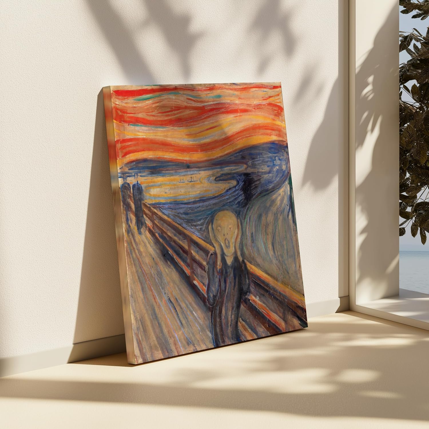 Poster Master Munch Canvas - Retro The Scream Painting Print - Expressionism Art - Gift for Men, Women - Abstract Wall Decoration for Bedroom, Living Room, Office - 8x10 STRETCHED Canvas
