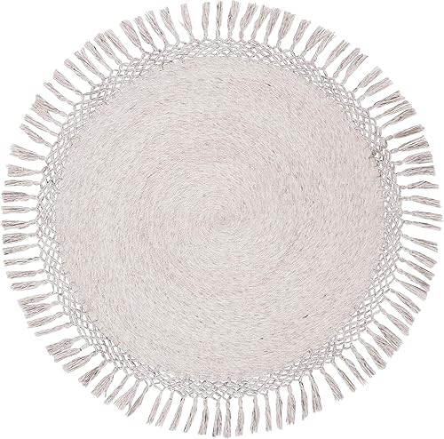 Miniatura 3 de SAFAVIEH Sahara Collection - Alfombra redonda de 5 pies, color beige, borla bohemia hecha a mano, ideal para zonas de alto tráfico en sala de estar,