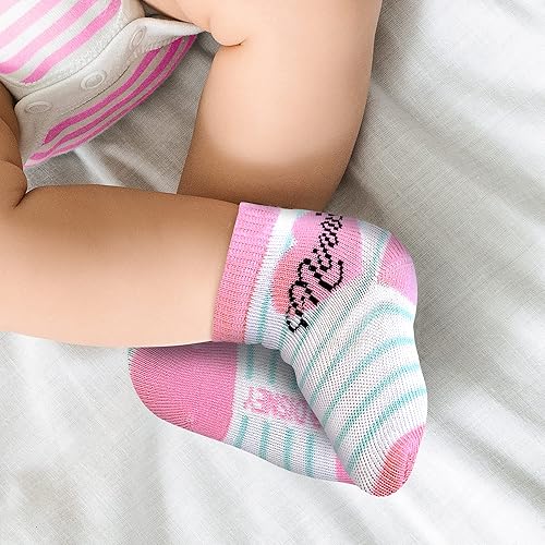 Miniatura 7 de Disney Minnie Mouse Baby Girl - Paquete de 10 calcetines infantiles multicolor 0-24 meses Rosado oscuro, Rosado claro