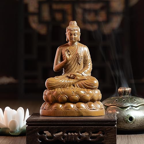 Miniatura 1 de Buda Gautama sentado en Abhaya Mudra, estatua de Buda meditando Shakyamuni, figuras budistas, estatua de Buda para decoración del hogar