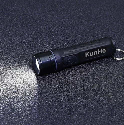 Miniatura 9 de KunHe K4 Mini llavero LED de bolsillo pequeño recargable por USB, 300 lúmenes altos brillantes, potentes linternas paquete de 4