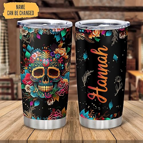 Miniatura 2 de Hyturtle Vaso de calavera personalizado para los amantes de los cráneos, vaso gótico, regalos de cumpleaños góticos de calavera para niñas y