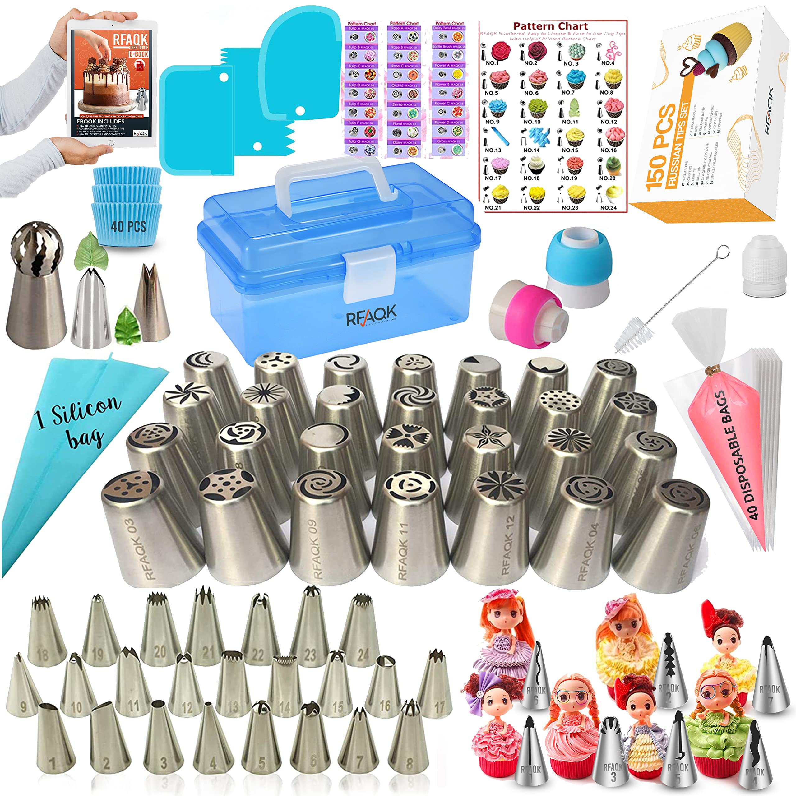 Buy RFAQK 150PCs Russian Piping Tips Complete Set Cookie,Cupcake