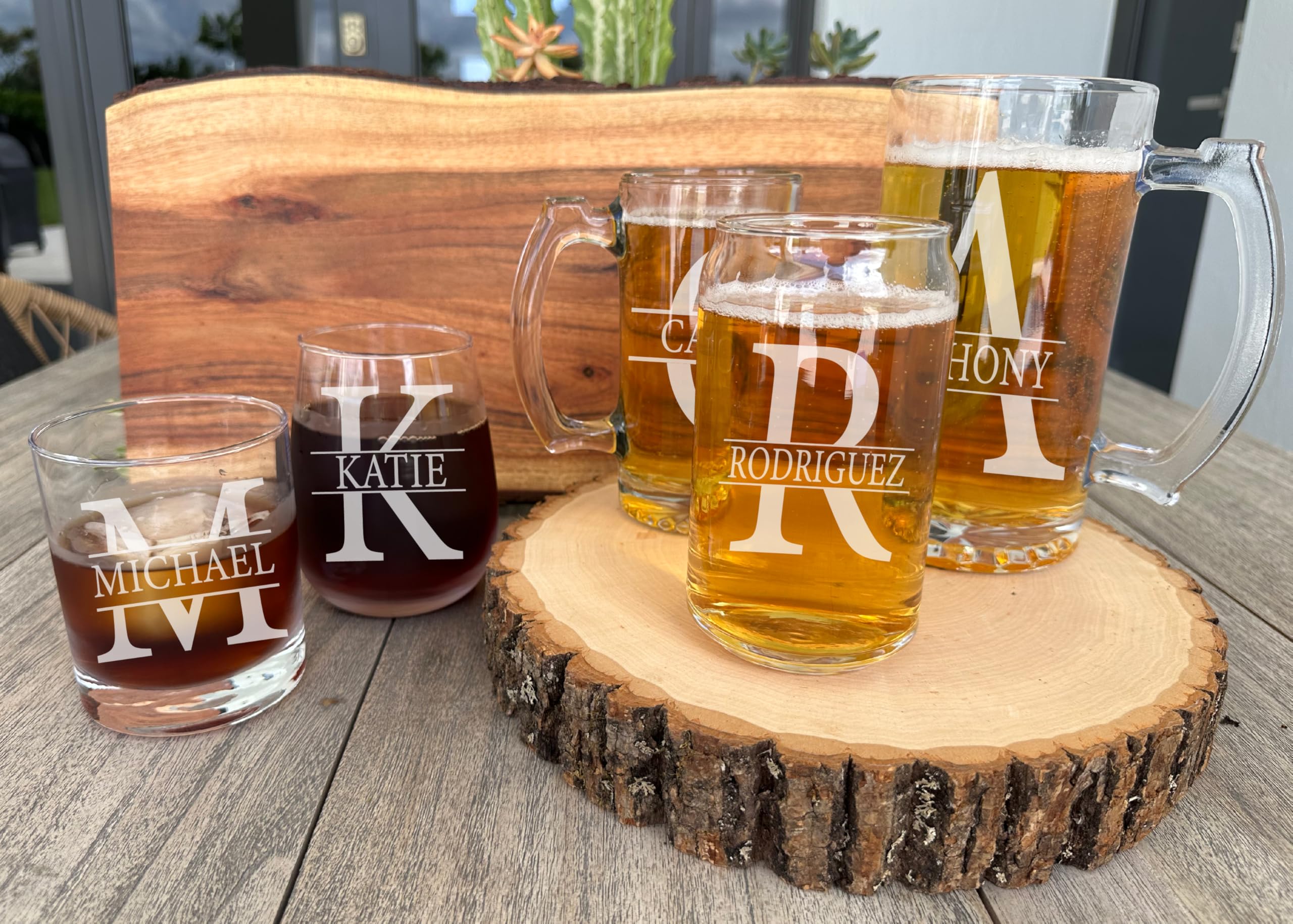 Monogram Engraved Whiskey Glass, Custom Name Etched Glass, Personalized Whiskey Glass for Men and Women, Wine Beer Glass with Name