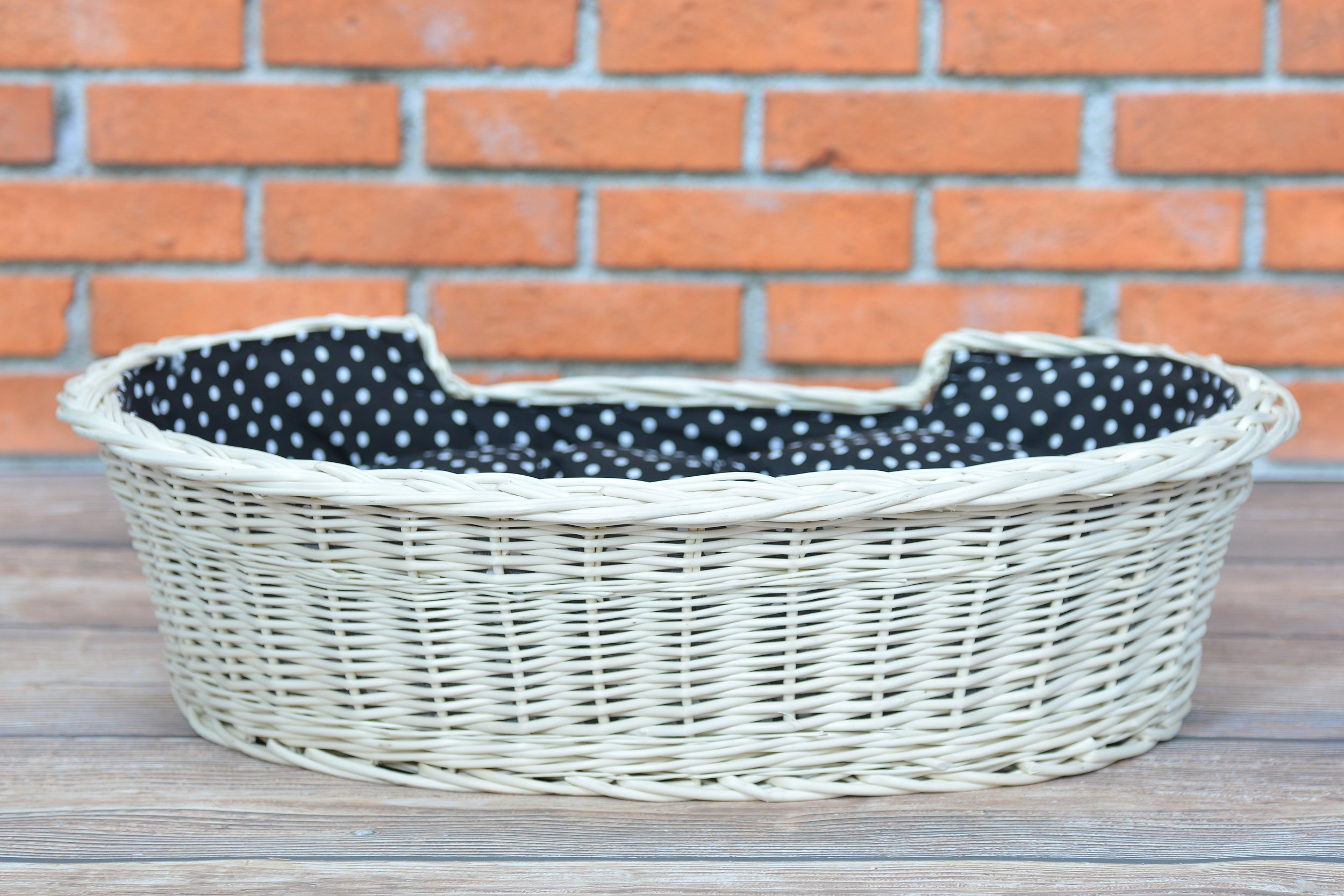 e-wicker24 - Cesto in vimini naturale, 100 cm, bianco-nero