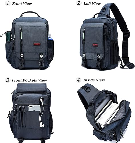 Miniatura 3 de Nicgid Bolsos de hombro en el pecho, mochila cruzada para laptop de 13.3 pulgadas, 14.1 pulgadas, bolsa de mensajero para viajes al aire libre,