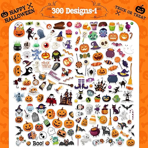 Miniatura 2 de LINAYE 300 calcomanías de Halloween que no se repiten, impermeables, de vinilo adhesivo, paquete de calcomanías de Halloween para niños, regalos de