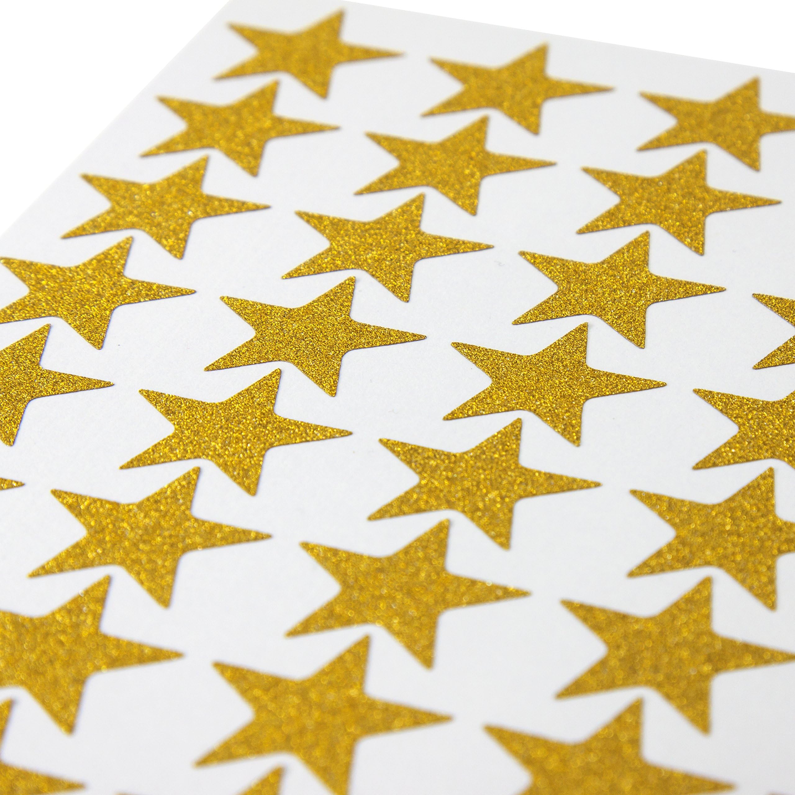 Gold Textured Sparkle Glitter Star Stickers - Christmas Sticker Bumper 90 Pack (2.5cm)