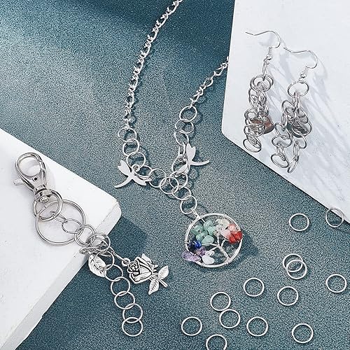 Miniatura 4 de SUNNYCLUE 1 caja, 310 anillos de salto de acero inoxidable de 0.394in, conectores de anillo de salto abiertos, anillos de salto de cadena a granel