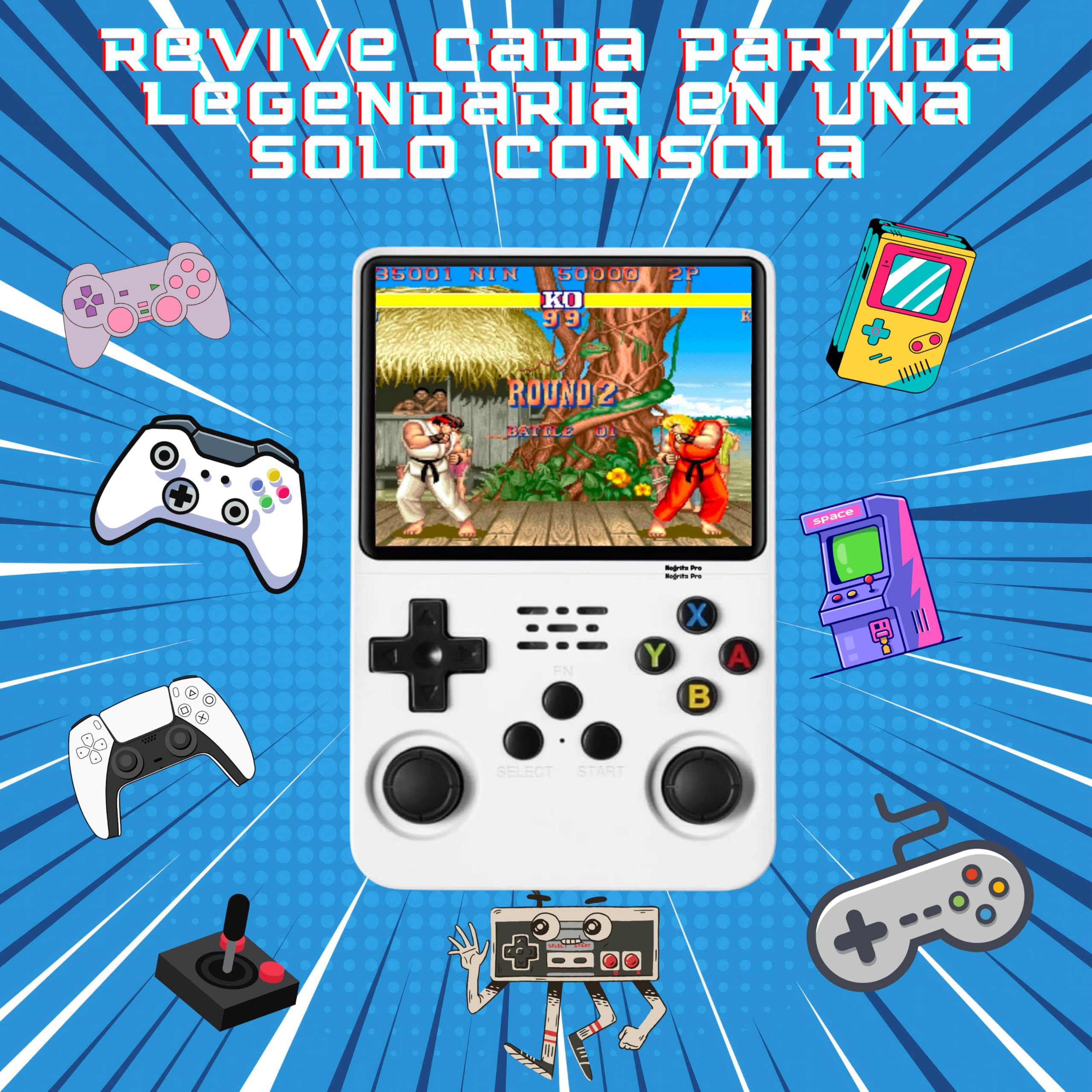 Consola Retro Portátil R36S –+15.000 Juegos Incluidos–Mini Consola Arcade Versión 2025–Compatible con Juegos de PS1, PSP, N64, GBA, NeoGeo– Máquina de Videojuegos Portátil HD 3.5”– Actualizada 2025