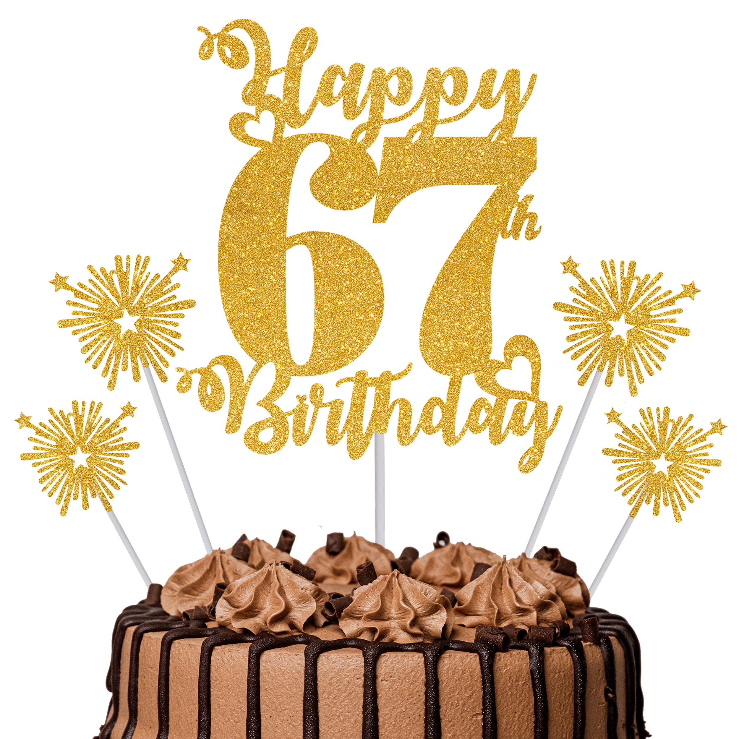 Gold Glitter 96th Birthday Cake Topper Set – 5 Piece Premium Glitter Birthday Decoration & Party Supplies for Men, Women & Kids – 96th Birthday — view 11