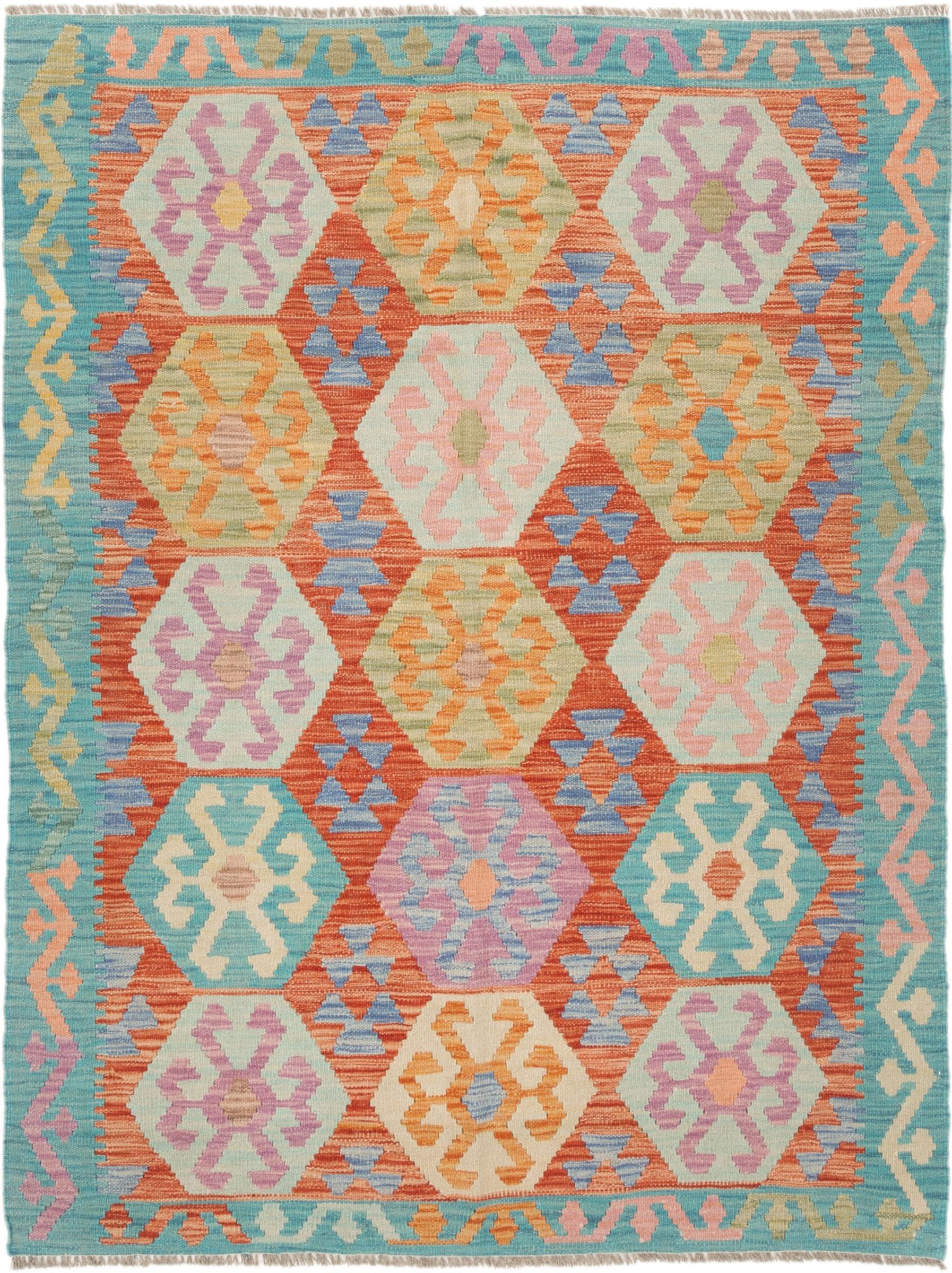 Tapis d'Orient Kilim afghan authentique en laine tissé main 132x175 cm