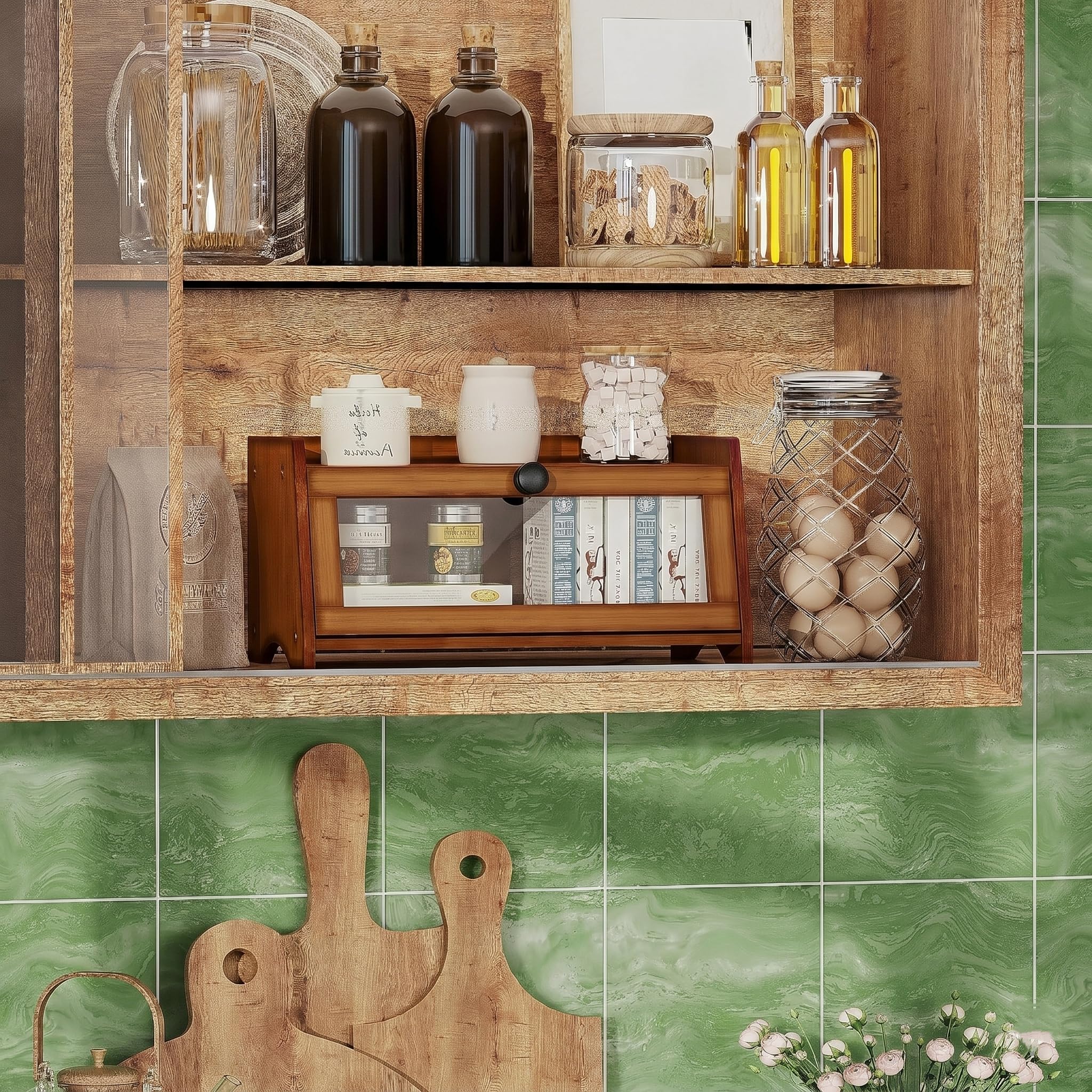 BAMBANG Brotkasten Bambus Braun,Brotaufbewahrung Frischhalten Brotbehälter Brotschrank Bread Box Holz,Brotaufbewahrungsbox Brotkorb Brotkästen Brotbox Modern Brot Aufbewahrung