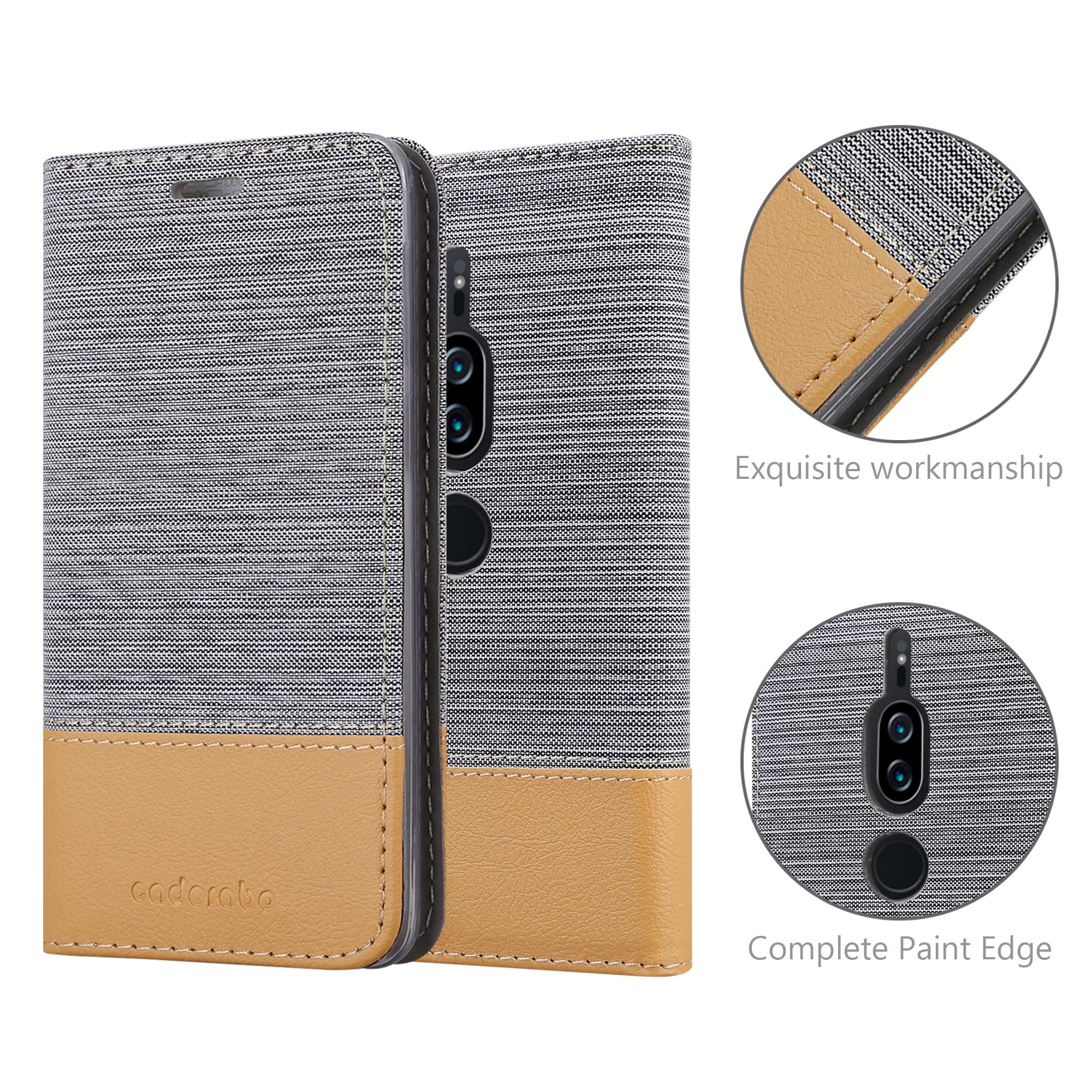 Cadorabo Custodia Libro Per Sony Xperia XZ2 – Grigio Fiore Con Chiusura Magnetica, Funzione Stand E 3 Slot Per Carte – Portafoglio Protettivo