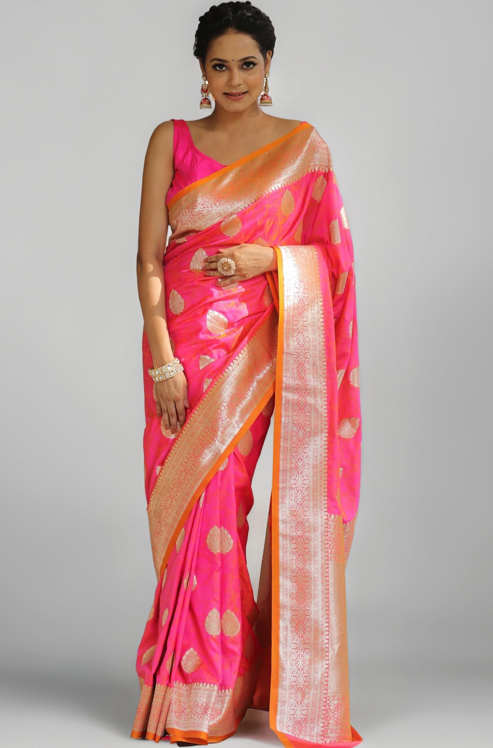 Sugathari Women's Banarasi Saree Pure Kanjivaram Silk Saree Soft new ladies 2025 Design Wear Pattu Sarees Latest Sadi Party Sari collections With Blouse Piece (San Pari-224)
