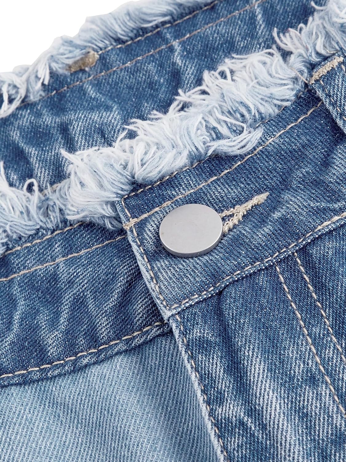 WDIRARA Women's Color Block Patchwork Jeans Raw Trim Zipper Fly Straight Leg Denim Pants - Image 3