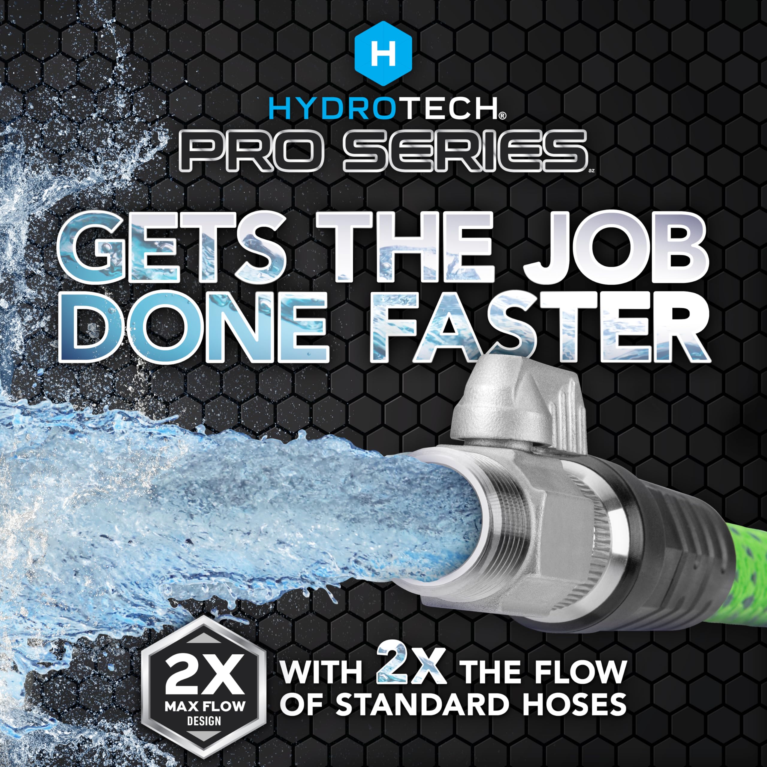 HydroTech 50 ft Expandable Garden Hose - Pro Series, 2x Max Flow, 3/4
