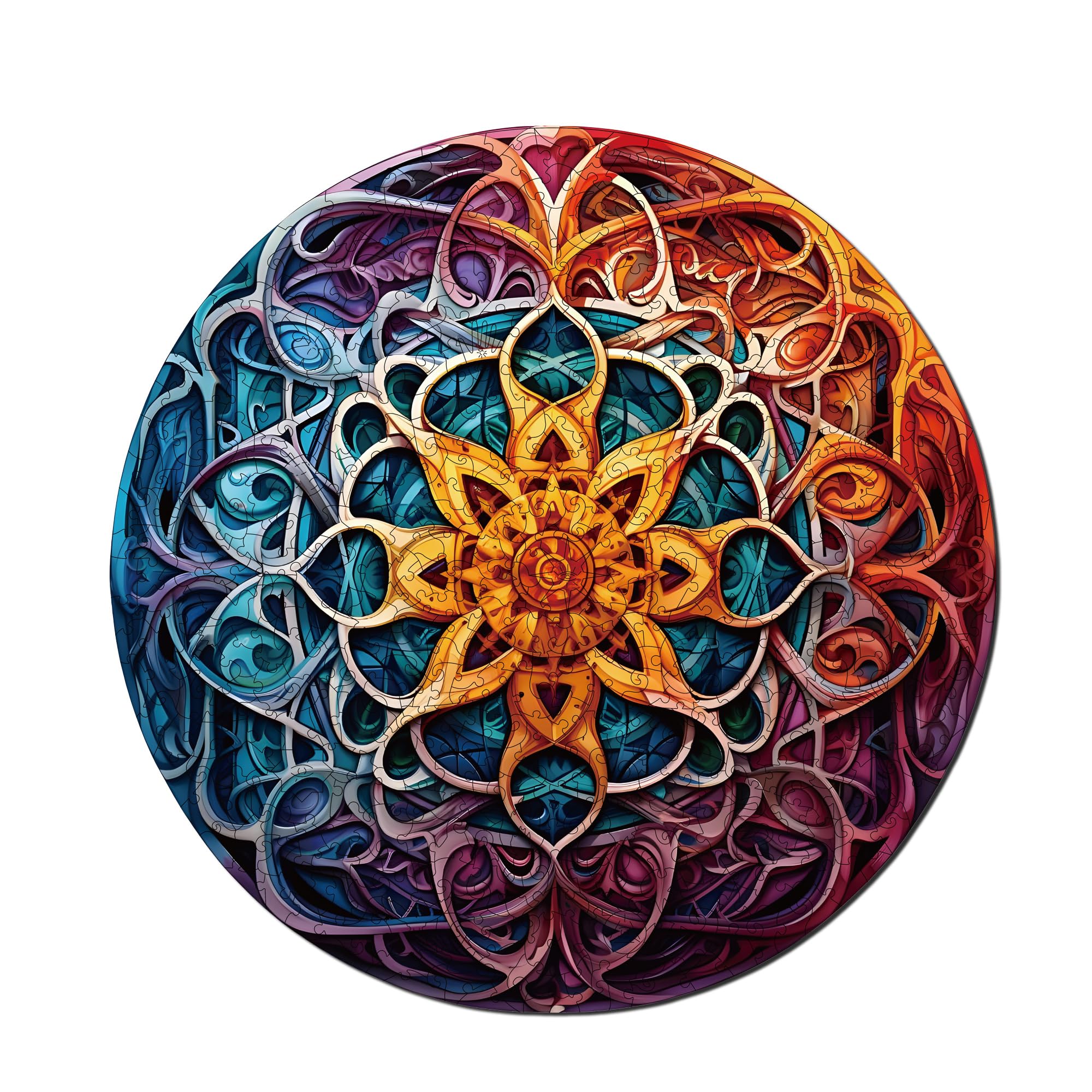 MagicHolz – Holzpuzzle Mandala Unendlicher Reichtum – rundes Holz Puzzle 553 Teile Ø 47 cm – besondere Geschenkidee für Erwachsene & Kinder – inkl.Premium Holzbox