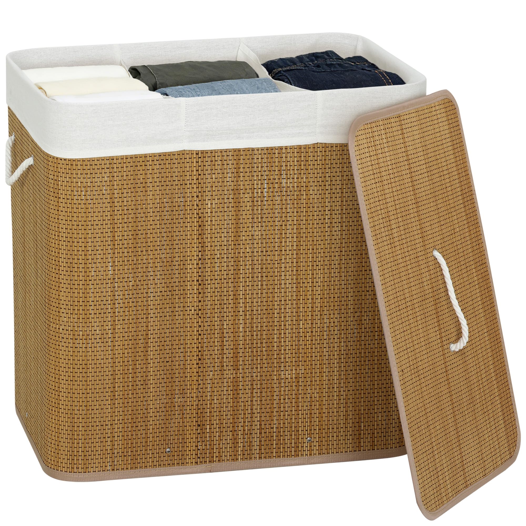 Homcom (Brown) 144L Laundry Basket With Lid, Washing Basket For Bathroom