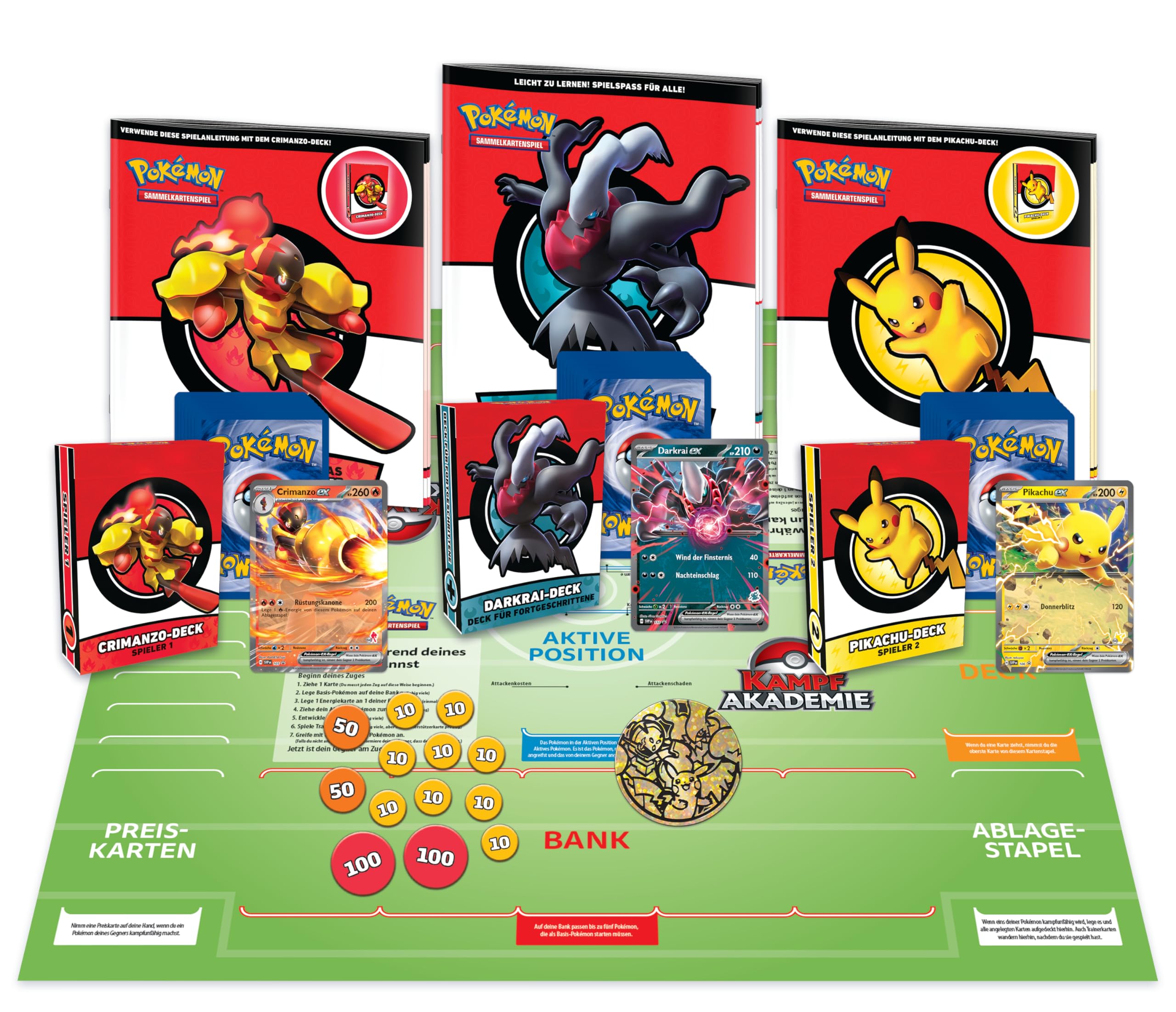 Pokémon-Sammelkartenspiel: Kampfakademie (Pikachu-ex, Crimanzo-ex & Darkrai-ex)
