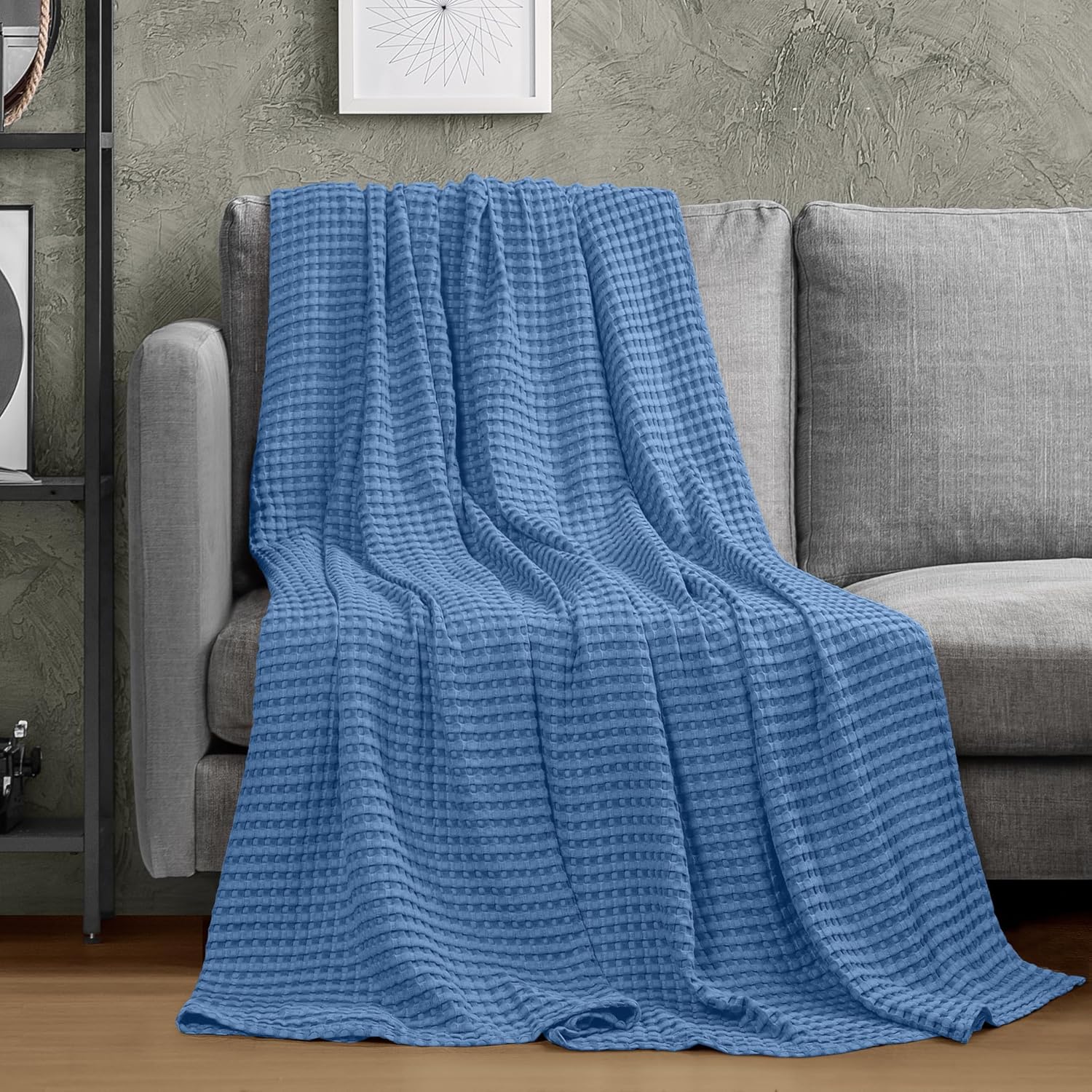 Utopia Bedding Wedgewood 100% Cotton Waffle Blanket 300 GSM [Twin - 90x72 Inch] Soft Lightweight Breathable Bed Blanket for All Season - Image 5