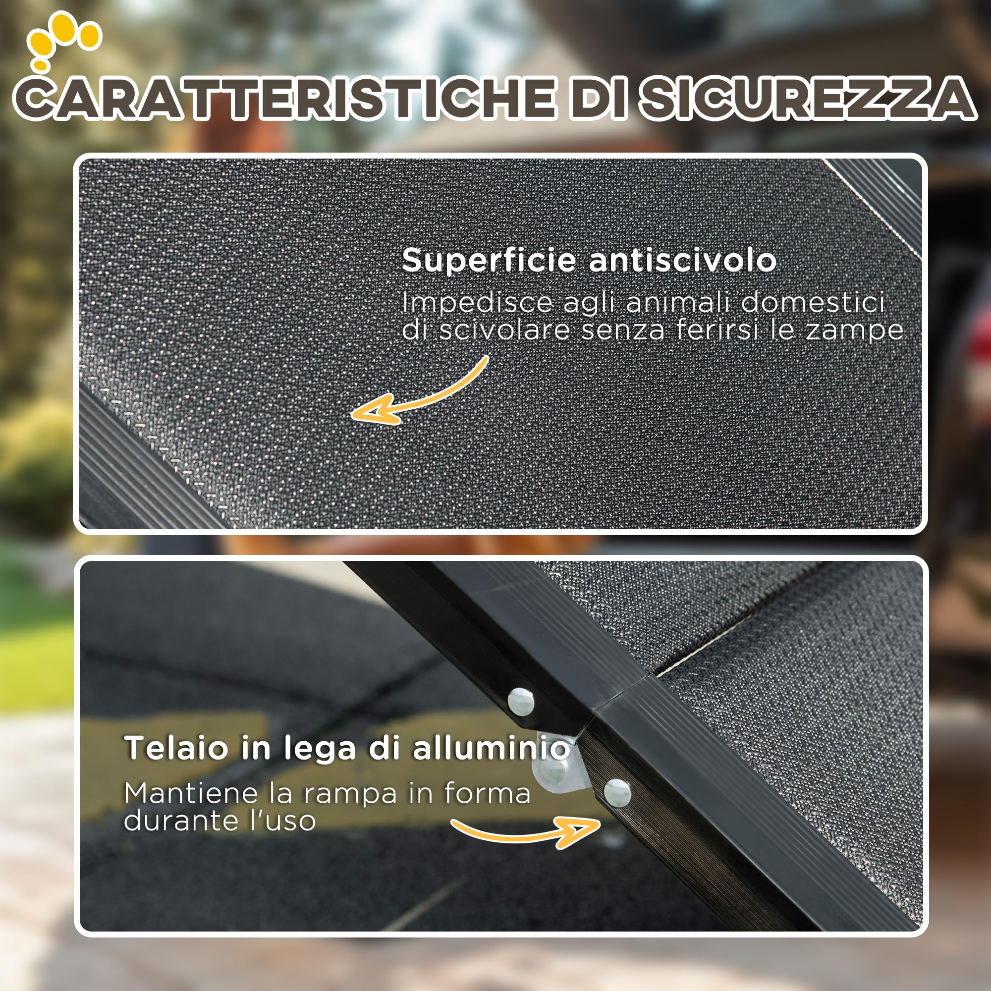 PawHut Rampa per Cani Pieghevole con Superficie Antiscivolo, Pedana per Cani con Profili in Alluminio, 158x43.5x2.5cm, Nero