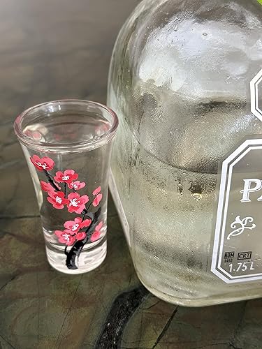 Miniatura 6 de Cambio de color, vaso de chupito de flor de cerezo de 2 onzas, juego de 2 piezas de Sakura, incluye caja de regalo