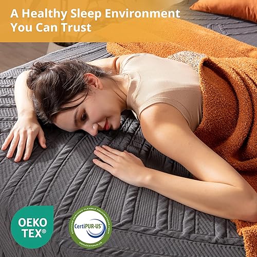 Miniatura 7 de Colchón firme de tamaño Queen de 14 pulgadas en una caja, colchón Queen de espuma viscoelástica de cobre con funda de enfriamiento de grafeno, cama