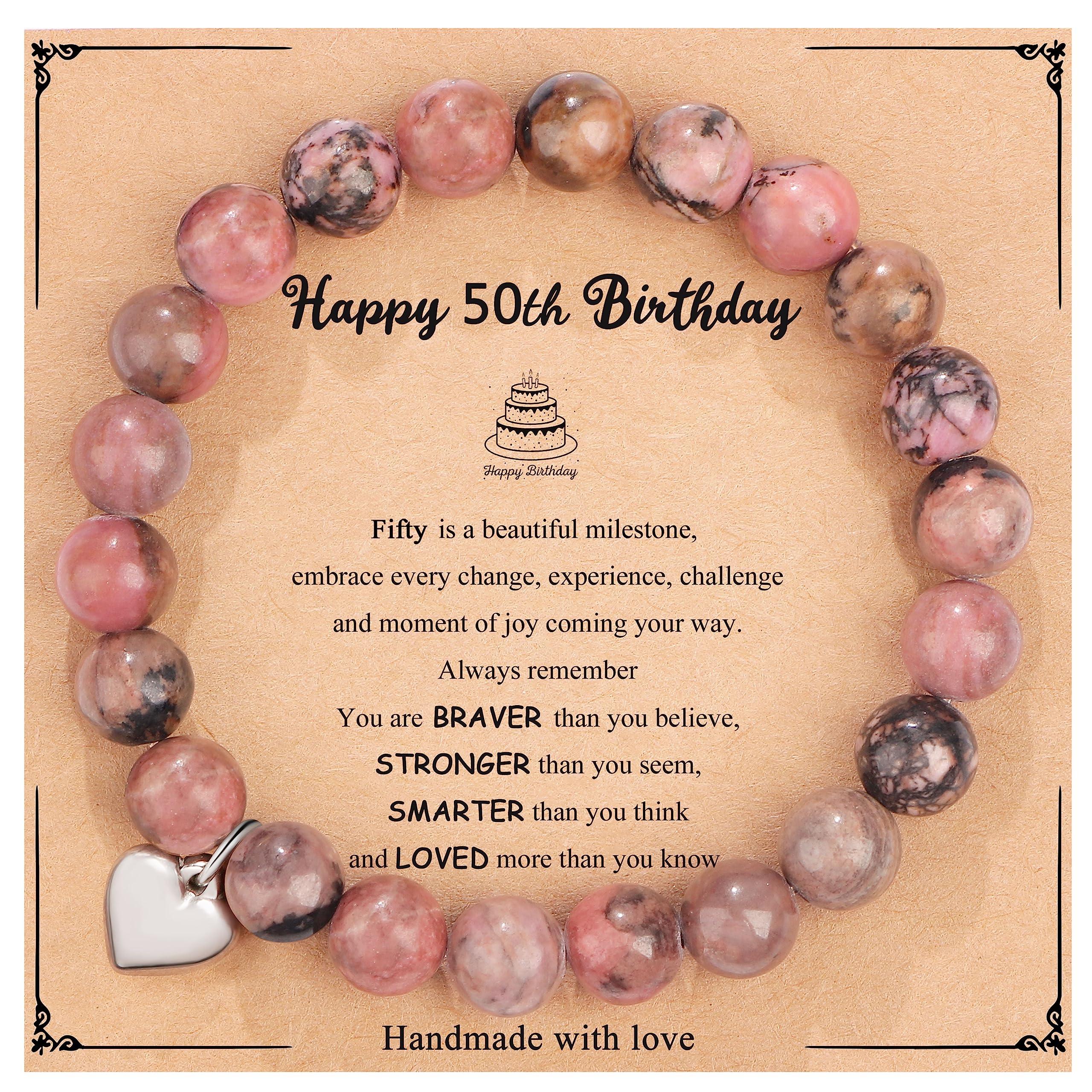 Yiyang 13th 16th 18th 21st 25th 30th 35th 40th 45th 50th 60th 65th 70th 75th 80th Birthday Gifts for Women, Natural Stone Bracelet Birthday Gifts for Women Mom Daughter Grandma Sister Coworker