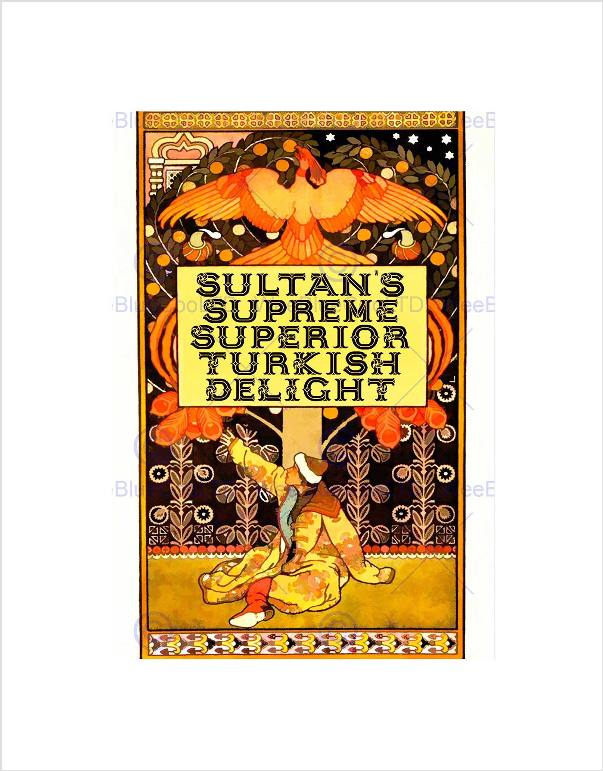 Wee Blue Coo Ad Food Sweet Candy Turkish Delight Sultan Mosaic Phoenix Bird Wall Art Print