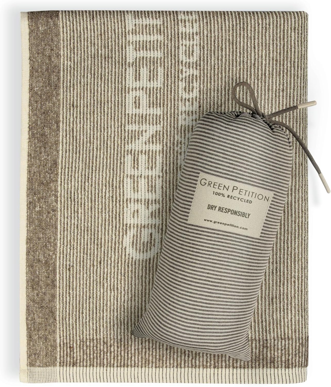 Green Petition Calm Clay Towel 30”x56” Beach Towel with Carrying Bag, 100% Recycled, Quick Dry, Compact, Undyed, Ecofriendly, Organic Towel, Bath Towel, Multipurpose Use for Sports, Travel, Fitness.