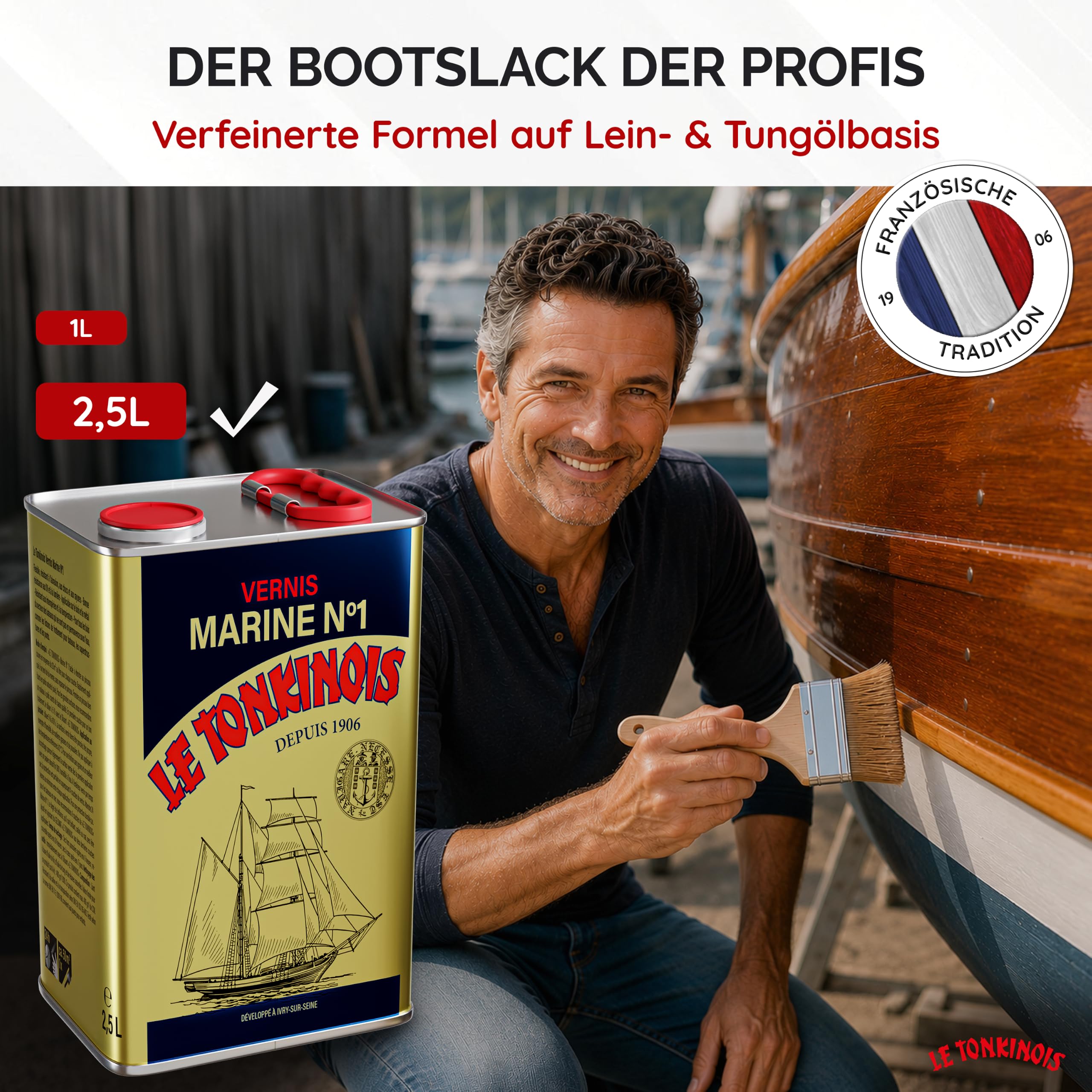 Le Tonkinois - Esmalte Marino N.º 1, Pintura Monocomponente Resistente a la Intemperie y UV | 2,5L