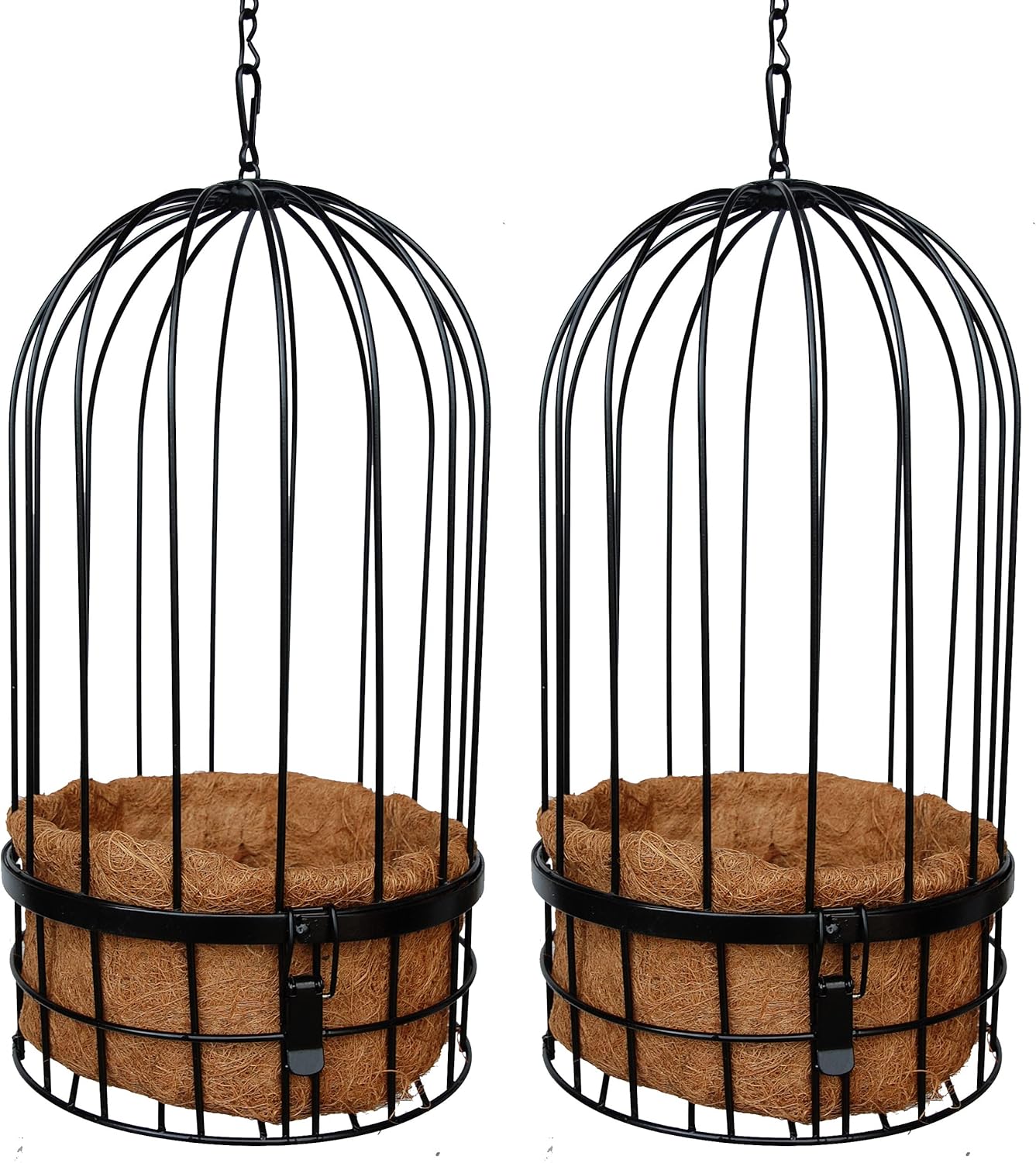 Bird Cage Planter with Coco Moss Liner 17.5 inches High - 2 Sets