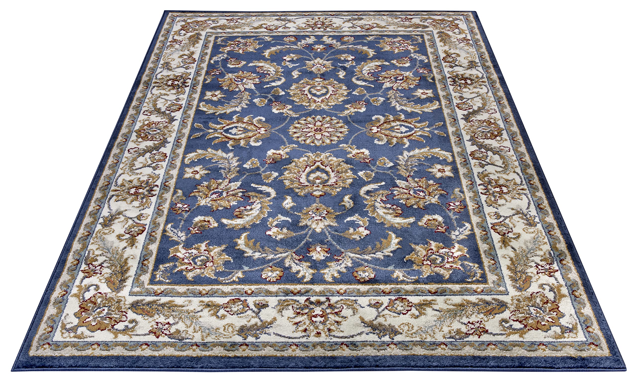 Hanse Home Reni Tapis Oriental – Tapis Oriental Classique tissé serré avec Ornements et Motifs Floraux à Poils Courts Doux pour Chambre à Coucher, Salle à Manger, Salon, Couloir - Bleu crème, 140 x