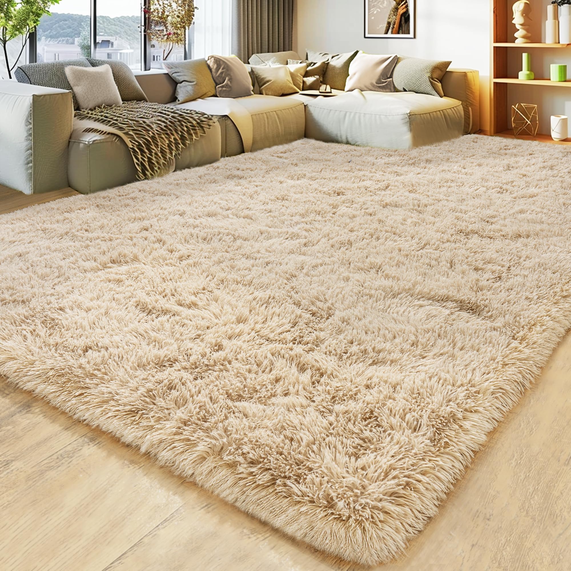 Xexsin Ultra Fluffy Area Rugs for Living Room Bedroom, 6x9 Fuzzy Large Living Room Rugs, Thick Shag Rug for Dorm, Soft Non Slip Kids Girls Boys Rug