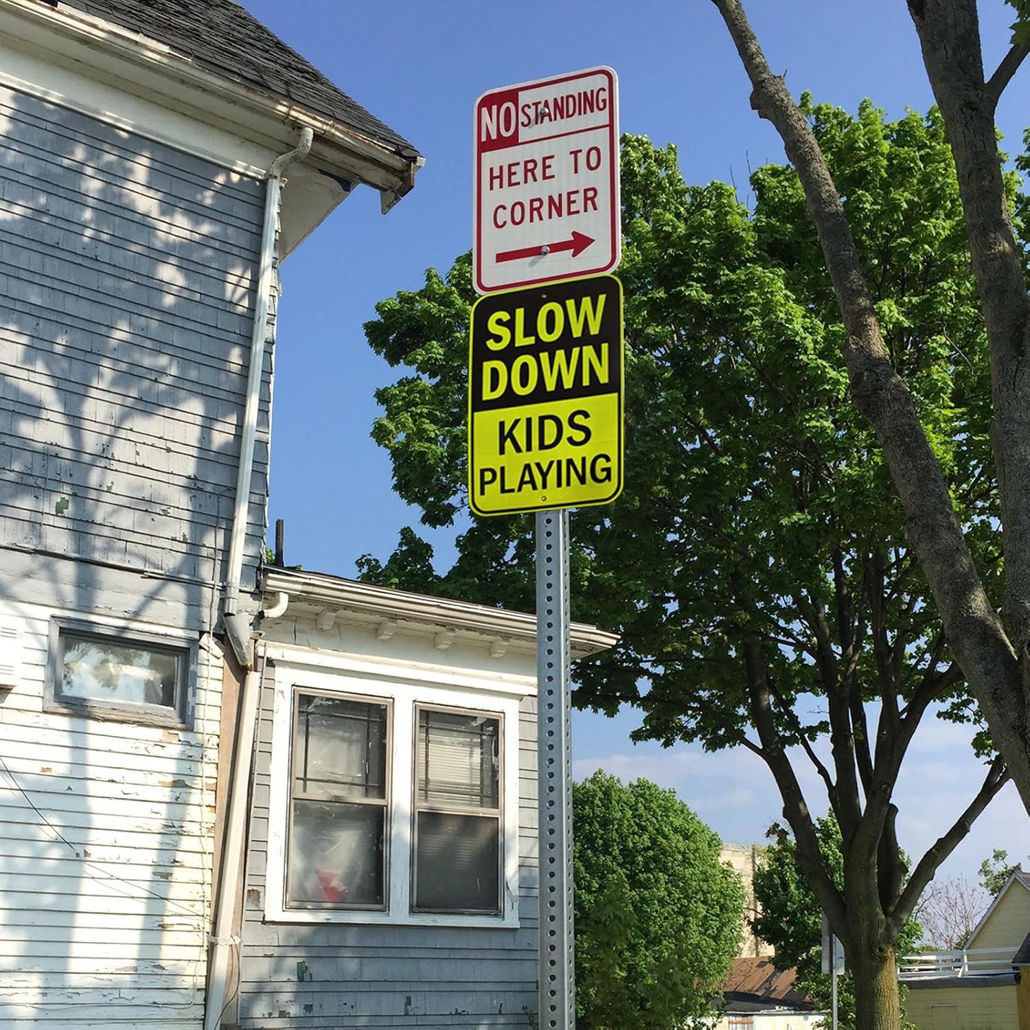 Signs Authority Slow Down Sign XL 18" x 12"- Slow Down Kids At Play Sign - Slow Down Signs for Neighborhoods | Reflective DiBond Aluminum Kids Playing Sign For Street - Kids At Play Signs For Street