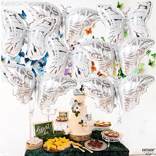 Miniatura 5 de KatchOn, Globos de mariposa grandes de 38 pulgadas, paquete de 12, aptos para helio, globos metálicos y de Mylar de aluminio de mariposa para