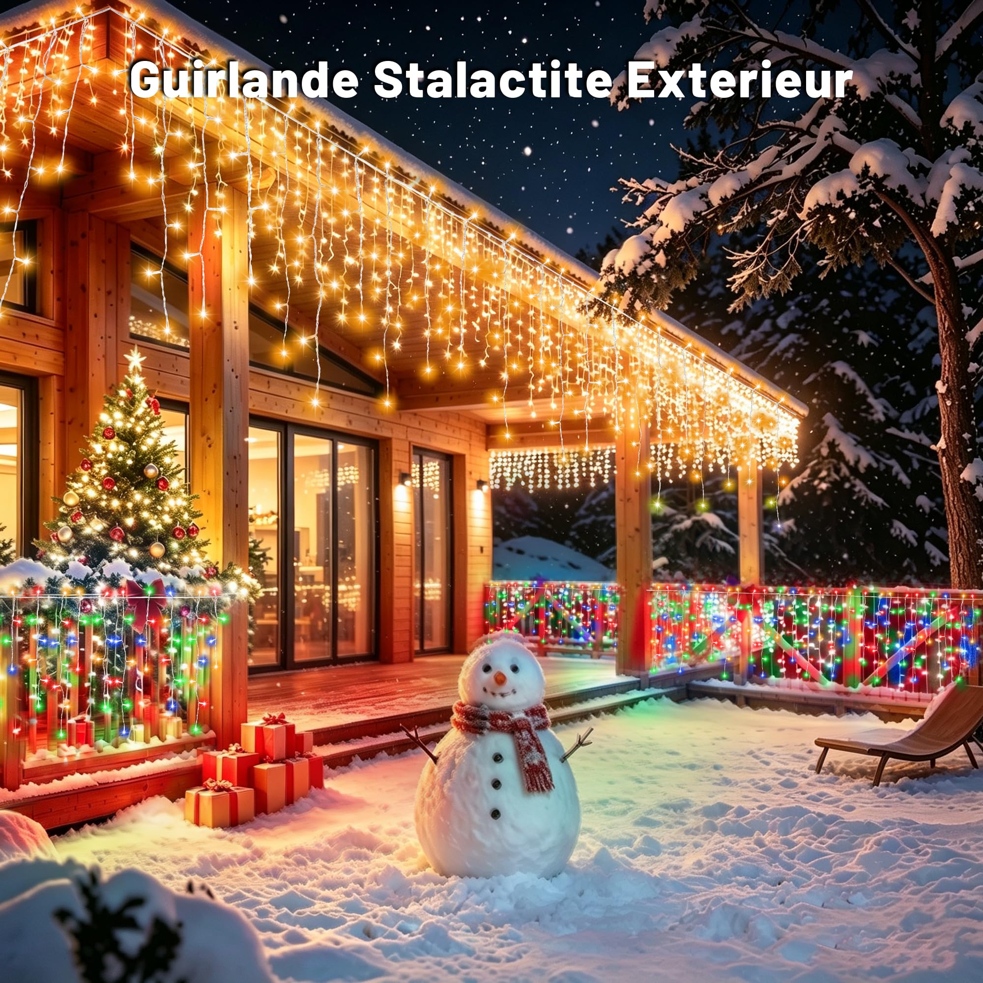 SHUNLEE Guirlande Stalactite Exterieur/Intérieur avec APP (Rgb/Chaud, 10M)