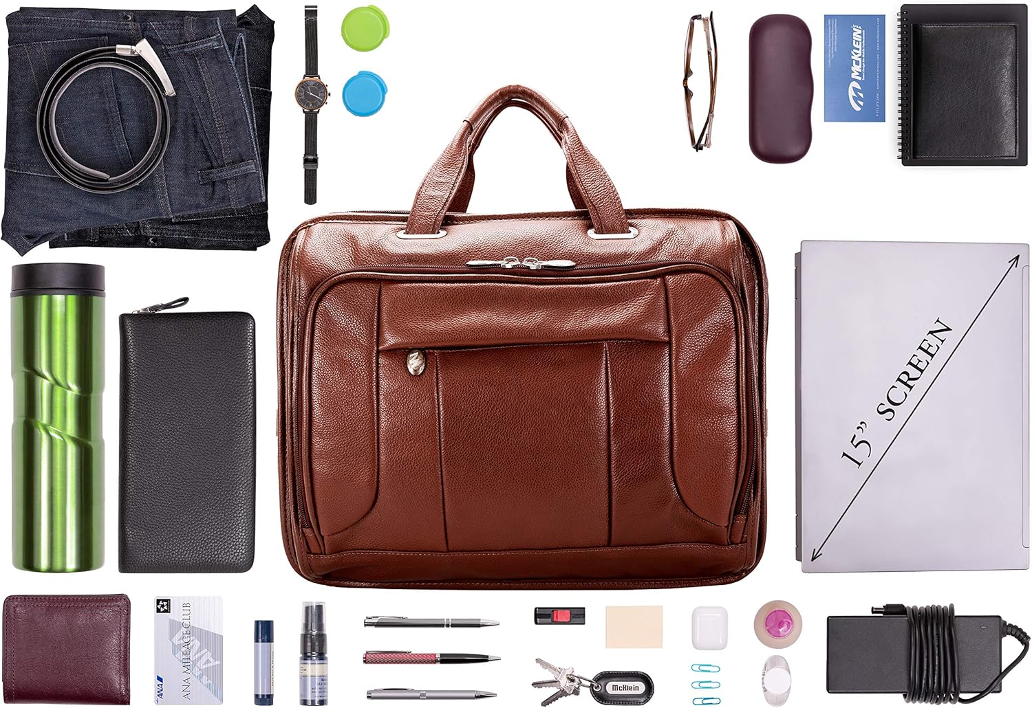 🛒 Flаѕh Sаlе McKlein Leather Fly-Through Checkpoint-Friendly Laptop Briefcase