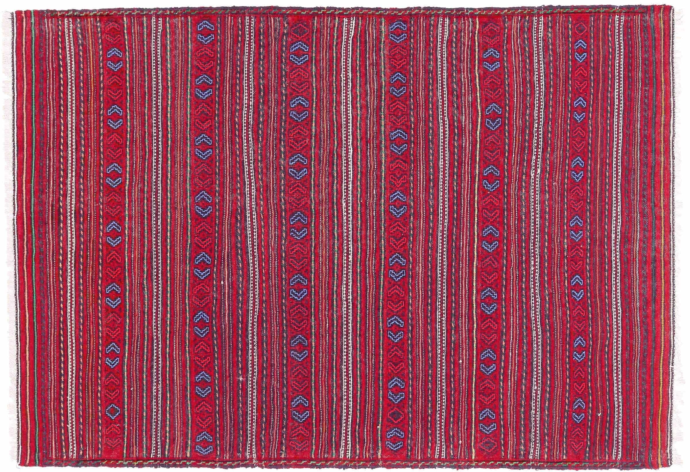 Tapis Kelim Soumakh fait main afghan rouge 90x130 pour salon chic