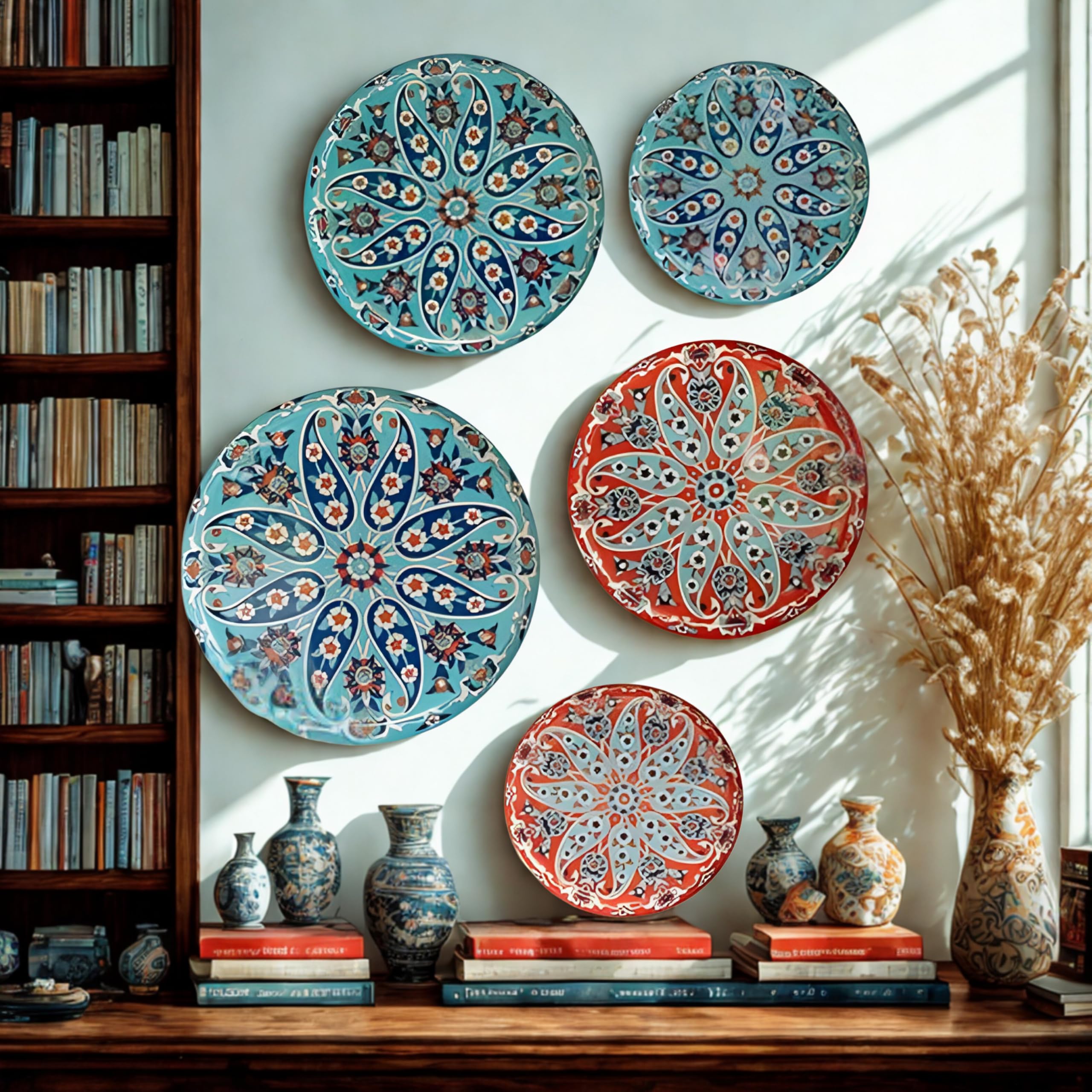 Regal Ornate Wall Plates - Floral & Ethnic Decor Set of 5 -7
