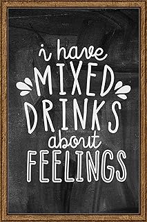 I Have Mixed Drinks About Feelings Pun Funny Cocktails Alcohol Chalk Board Wall Art Decor Funny Gift Large 8 x 12 Inch Sign
