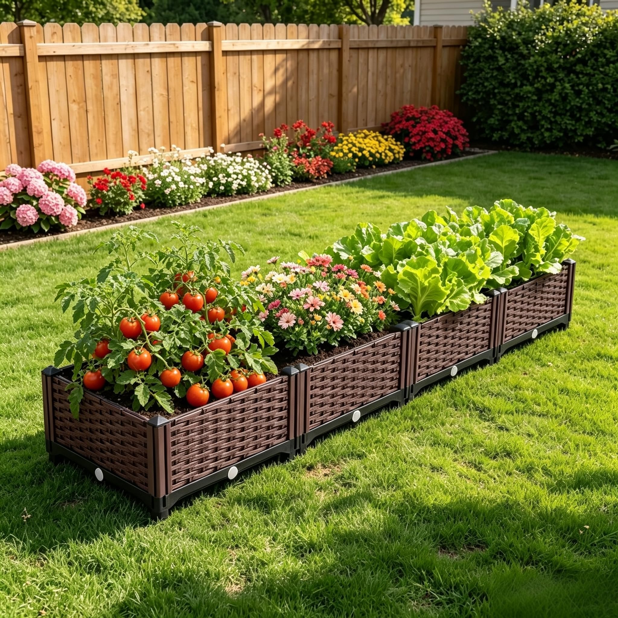 Raised Garden Bed 160x40x22cm Large Elevated Planter Box with Drainage