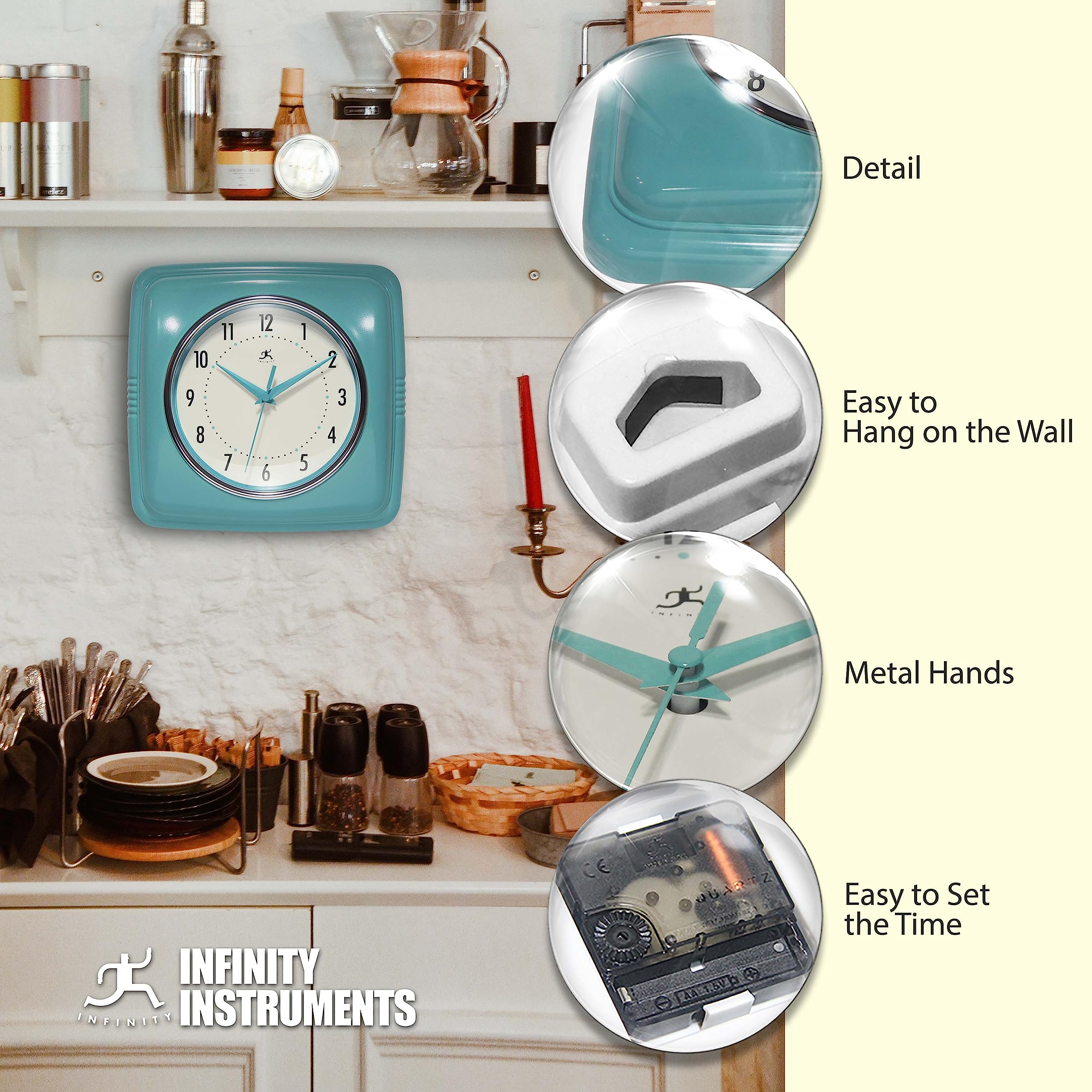 Amazon.co.jp: Infinity Instruments レトロ壁掛け時計 - 9インチ四方 Amazon.co.jp: Infinity Instruments レトロ壁掛け時計 - 9インチ四方