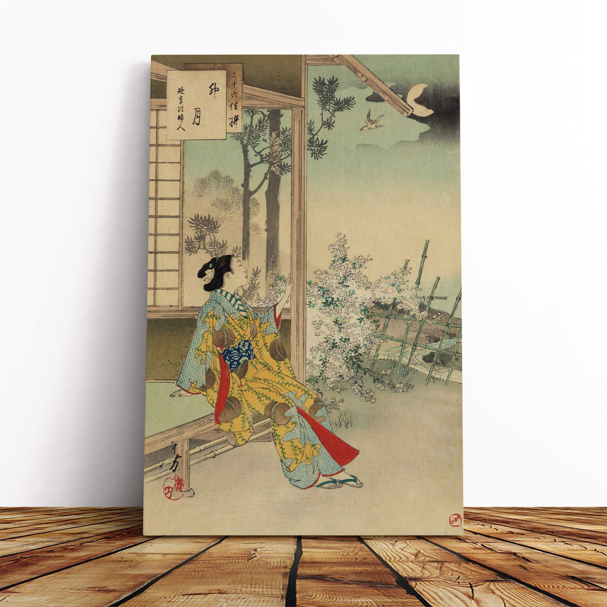 Wall Fourth Month Japanese Oriental Art Canvas Print | Gallery Wrapped 30mm Frame Wall Art | 30x20 inches | Ready to Hang | Asian Picture | Living Room Bedroom Lounge Office