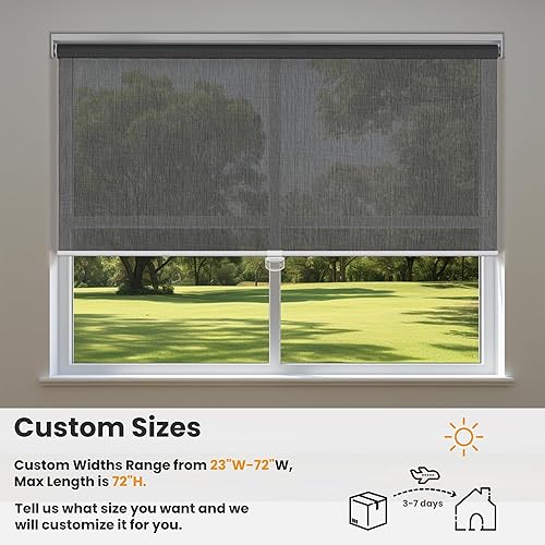 Miniatura 6 de Persianas enrollables sin cordones con filtro de luz para ventana, con 5% de apertura, tela con protección UV, de fácil instalación para el hogar,