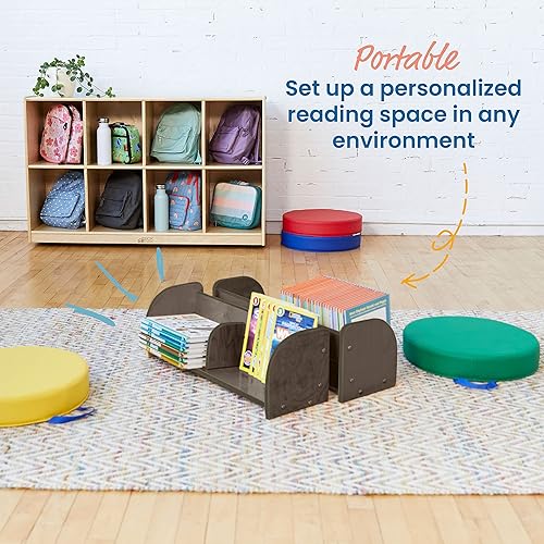 Miniatura 6 de ECR4Kids Exhibición de libros de mesa, ajustable, almacenamiento de biblioteca, lavado gris